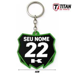 Chaveiro Mini Plate Kawasaki KX Modelo 01 Personalizado com Nome e Número