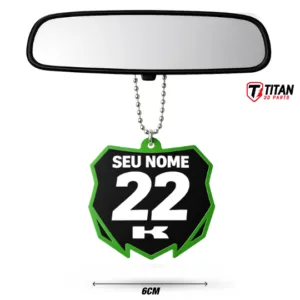 Pingente Mini Plate Kawasaki KX Modelo 01 Personalizado com Nome e Número