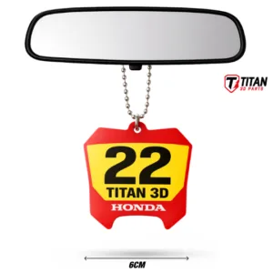 Pingente Mini Plate Honda Modelo 04 Personalizado com Nome e Número