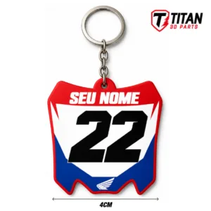 Chaveiro Mini Plate Honda Modelo 02 Personalizado com Nome e Número
