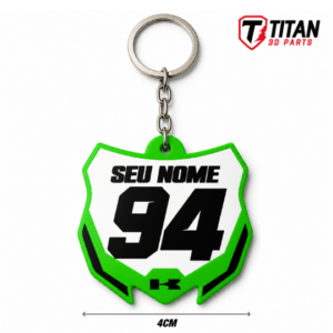 Chaveiro Mini Plate Kawasaki KX Modelo 02 Personalizado com Nome e Número