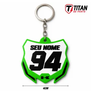 Chaveiro Mini Plate Kawasaki KX Modelo 02 Personalizado com Nome e Número