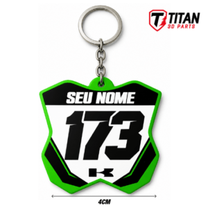 Chaveiro Mini Plate Kawasaki KX Modelo 03 Personalizado com Nome e Número