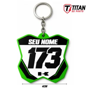 Chaveiro Mini Plate Kawasaki KX Modelo 03 Personalizado com Nome e Número