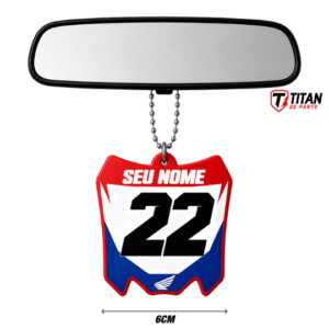 Pingente Mini Plate Honda Modelo 02 Personalizado com Nome e Número