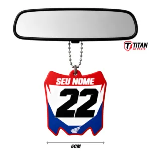 Pingente Mini Plate Honda Modelo 02 Personalizado com Nome e Número