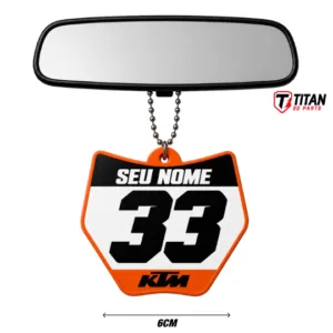 Pingente Mini Plate KTM Modelo 02 Personalizado com Nome e Número