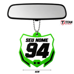 Pingente Mini Plate Kawasaki KX Modelo 02 Personalizado com Nome e Número