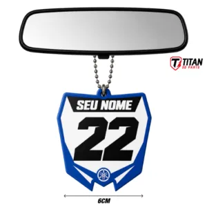 Pingente Mini Plate Yamaha Modelo 02 Personalizado com Nome e Número
